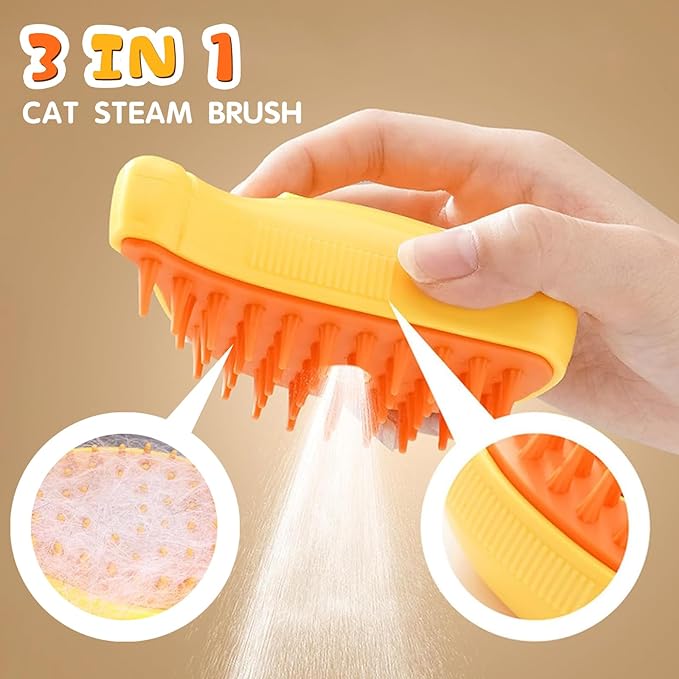 Ultimate Pet Grooming Brush – 3-in-1 Dogs Cats Steam Brush for Easy Bathing, Massaging, and Hair Removal