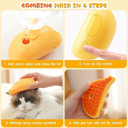 Ultimate Pet Grooming Brush – 3-in-1 Dogs Cats Steam Brush for Easy Bathing, Massaging, and Hair Removal