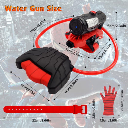 2 Sets Spider Web Water Guns, Superhero Squirt Toy, Summer Outdoor Wrist Sprayer with Glove, Fun Gift for Kids