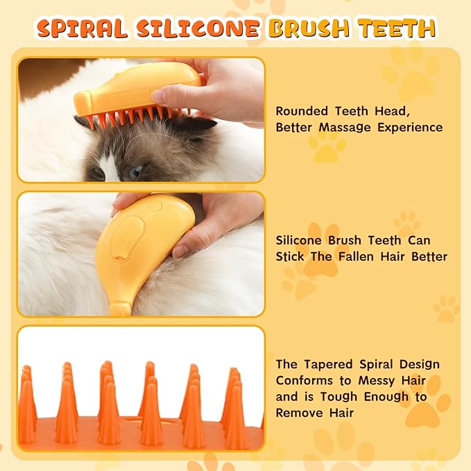 Ultimate Pet Grooming Brush – 3-in-1 Dogs Cats Steam Brush for Easy Bathing, Massaging, and Hair Removal