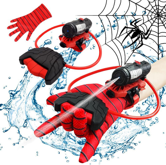 2 Sets Spider Web Water Guns, Superhero Squirt Toy, Summer Outdoor Wrist Sprayer with Glove, Fun Gift for Kids